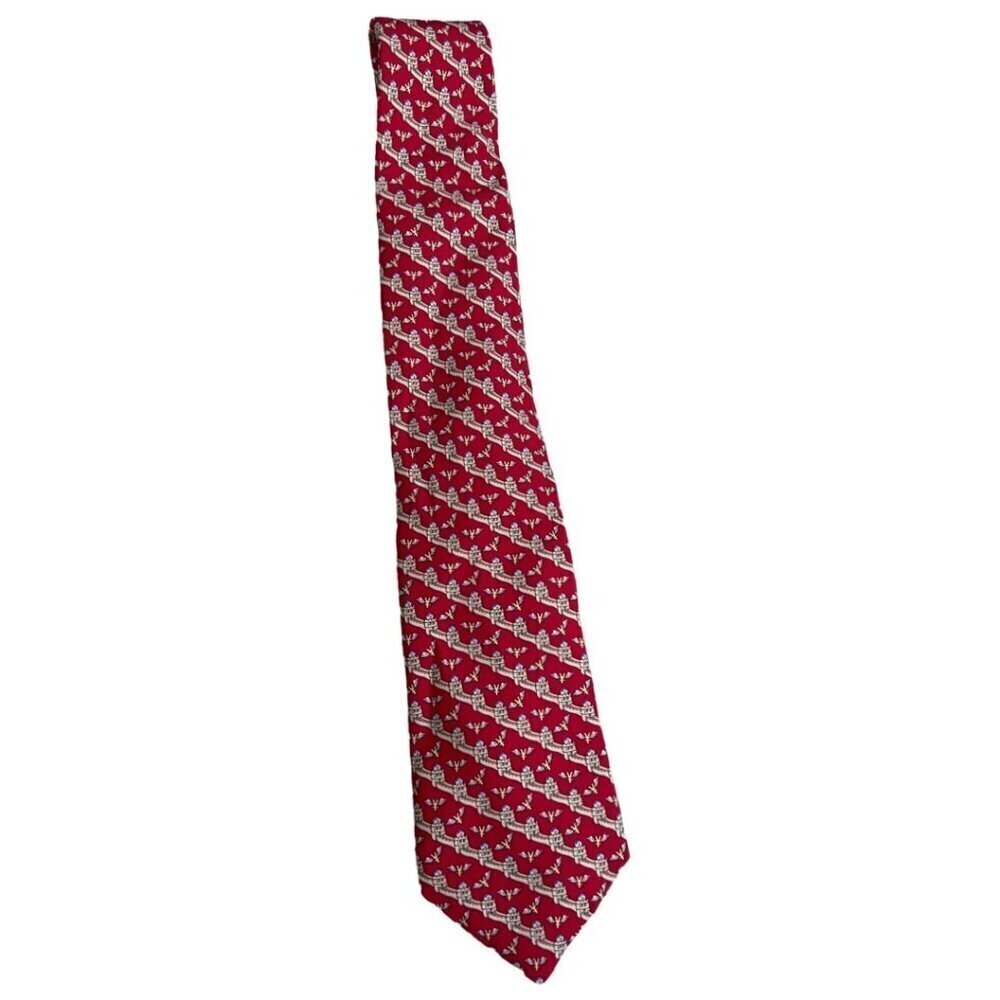 Vineyard Vines custom collection red printed silk tie